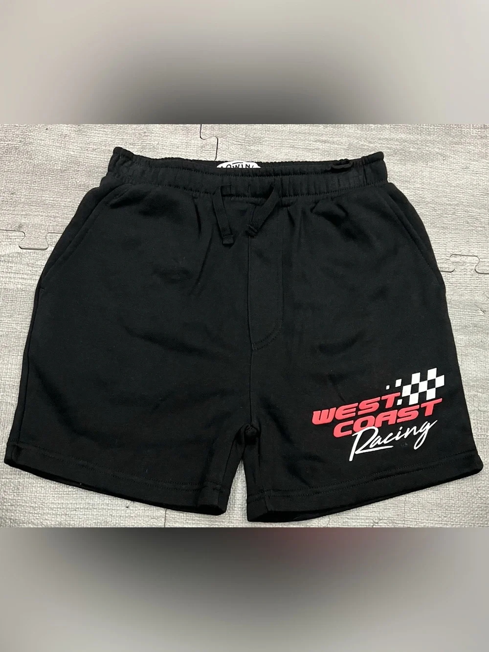 Boys Black/Red/White 2pc Graphic Racing T-Shirt & Drawstring Shorts